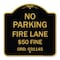 Signmission Missouri No Parking Fire Lane $50 Fine, Black & Gold Aluminum Sign, 18" x 18", BG-1818-23874 A-DES-BG-1818-23874 - alternate 1